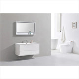 KubeBath DeLusso 48" Single Sink High Glossy White Wall Mount Modern Bathroom Vanity DL48S-GW