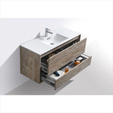 KubeBath DeLusso 48" Single Sink Nature Wood Wall Mount Modern Bathroom Vanity DL48S-NW