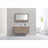 KubeBath DeLusso 48" Single Sink Nature Wood Wall Mount Modern Bathroom Vanity DL48S-NW