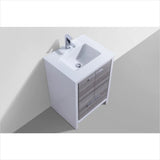 KubeBath Dolce 24″ Ash Gray Modern Bathroom Vanity with White Quartz Countertop AD624HG