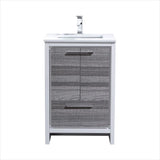KubeBath Dolce 24″ Ash Gray Modern Bathroom Vanity with White Quartz Countertop AD624HG