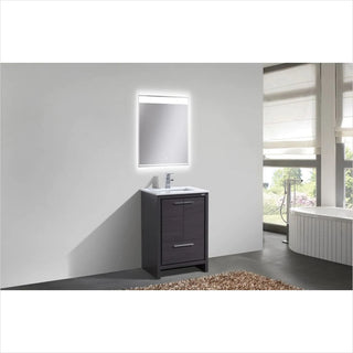 KubeBath Dolce 24″ Gray Oak Modern Bathroom Vanity with White Quartz Countertop AD624WB
