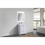 KubeBath Dolce 24″ High Gloss White Modern Bathroom Vanity with White Quartz Countertop AD624GW