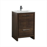 KubeBath Dolce 24″ Rose Wood Modern Bathroom Vanity with White Quartz Countertop AD624RW