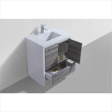 KubeBath Dolce 30″ Ash Gray Modern Bathroom Vanity with White Quartz Countertop AD630HG