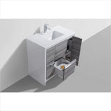 KubeBath Dolce 36″ Ash Gray Modern Bathroom Vanity with White Quartz Countertop AD636HG
