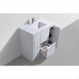 KubeBath Dolce 36″ High Gloss White Modern Bathroom Vanity with White Quartz Countertop AD636GW