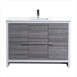 KubeBath Dolce 48″ Ash Gray Modern Bathroom Vanity with White Quartz Countertop AD648SHG