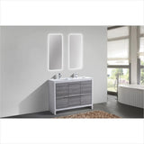 KubeBath Dolce 48″ Double Sink Ash Gray Modern Bathroom Vanity with White Quartz Countertop AD648DHG