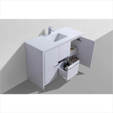 KubeBath Dolce 48″ High Gloss White Modern Bathroom Vanity with White Quartz Countertop AD648SGW