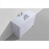 KubeBath Dolce 48″ High Gloss White Modern Bathroom Vanity with White Quartz Countertop AD648SGW