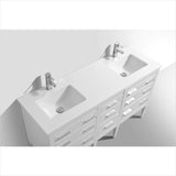 KubeBath Eiffel 60'' Double Sink High Gloss White Vanity with Quartz Counter Top E60-GW