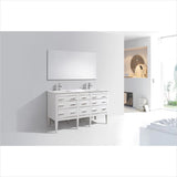 KubeBath Eiffel 60'' Double Sink High Gloss White Vanity with Quartz Counter Top E60-GW
