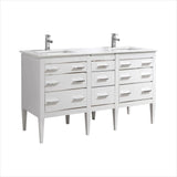 KubeBath Eiffel 60'' Double Sink High Gloss White Vanity with Quartz Counter Top E60-GW