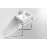 KubeBath Haus 24" Stainless Steel Console with White Acrylic Sink Chrome CH24