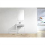 KubeBath Haus 24" Stainless Steel Console with White Acrylic Sink Chrome CH24