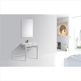 KubeBath Haus 30" Stainless Steel Console with White Acrylic Sink Chrome CH30