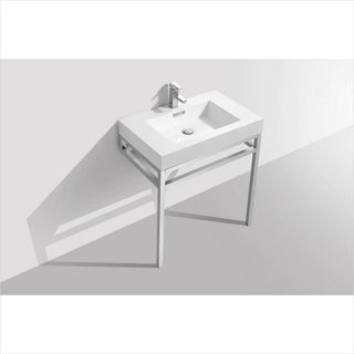 KubeBath Haus 30" Stainless Steel Console with White Acrylic Sink Chrome CH30