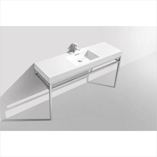 KubeBath Haus 60" Single Sink Stainless Steel Console with White Acrylic Sink Chrome CH60S
