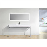 KubeBath Haus 60" Single Sink Stainless Steel Console with White Acrylic Sink Chrome CH60S