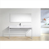 KubeBath Haus 60" Single Sink Stainless Steel Console with White Acrylic Sink Chrome CH60S