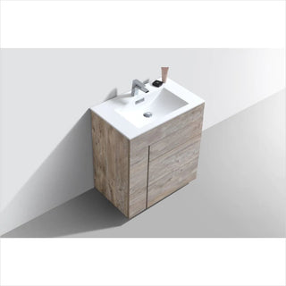 KubeBath Milano 30" Nature Wood Modern Bathroom Vanity KFM30-NW