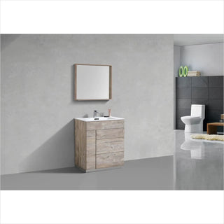 KubeBath Milano 30" Nature Wood Modern Bathroom Vanity KFM30-NW