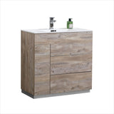 KubeBath Milano 36" Nature Wood Modern Bathroom Vanity  KFM36-NW