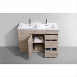 KubeBath Milano 48" Double Sink Nature Wood Modern Bathroom Vanity KFM48D-NW