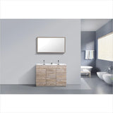KubeBath Milano 48" Double Sink Nature Wood Modern Bathroom Vanity KFM48D-NW
