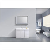 KubeBath Milano 48" Single Sink High Glossy White Modern Bathroom Vanity KFM48S-GW