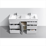 KubeBath Milano 60" Double Sink High Glossy White Modern Bathroom Vanity KFM60D-GW