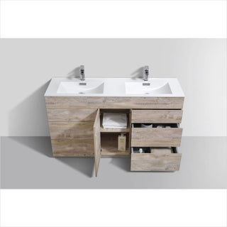 KubeBath Milano 60"Double Sink Nature Wood Modern Bathroom Vanity KFM60D-NW