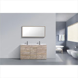 KubeBath Milano 60"Double Sink Nature Wood Modern Bathroom Vanity KFM60D-NW