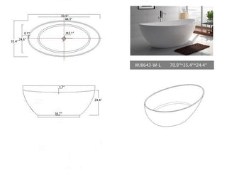 Legion Furniture 71" Bathtub WJ8643-W-L