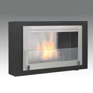 Eco-Feu Montreal 42" UL Listed Wall Mounted Built-In Ethanol Fireplace Matte Black with Stainless Interior WU-00129-SB