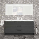 Casa Mare Nona 71" Glossy Gray Modern Double Sink Freestanding Bathroom Vanity and Sink Combo