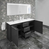 Casa Mare Nona 71" Glossy Gray Modern Double Sink Freestanding Bathroom Vanity and Sink Combo