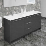 Casa Mare Nona 60" Glossy Gray Modern Double Sink Freestanding Bathroom Vanity and Sink Combo