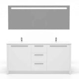 Casa Mare Nona 60" Glossy White Modern Double Sink Freestanding Bathroom Vanity and Sink Combo