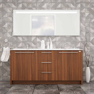 Casa Mare Nona 60" Matte Walnut Modern Double Sink Freestanding Bathroom Vanity and Sink Combo