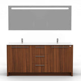 Casa Mare Nona 60" Matte Walnut Modern Double Sink Freestanding Bathroom Vanity and Sink Combo
